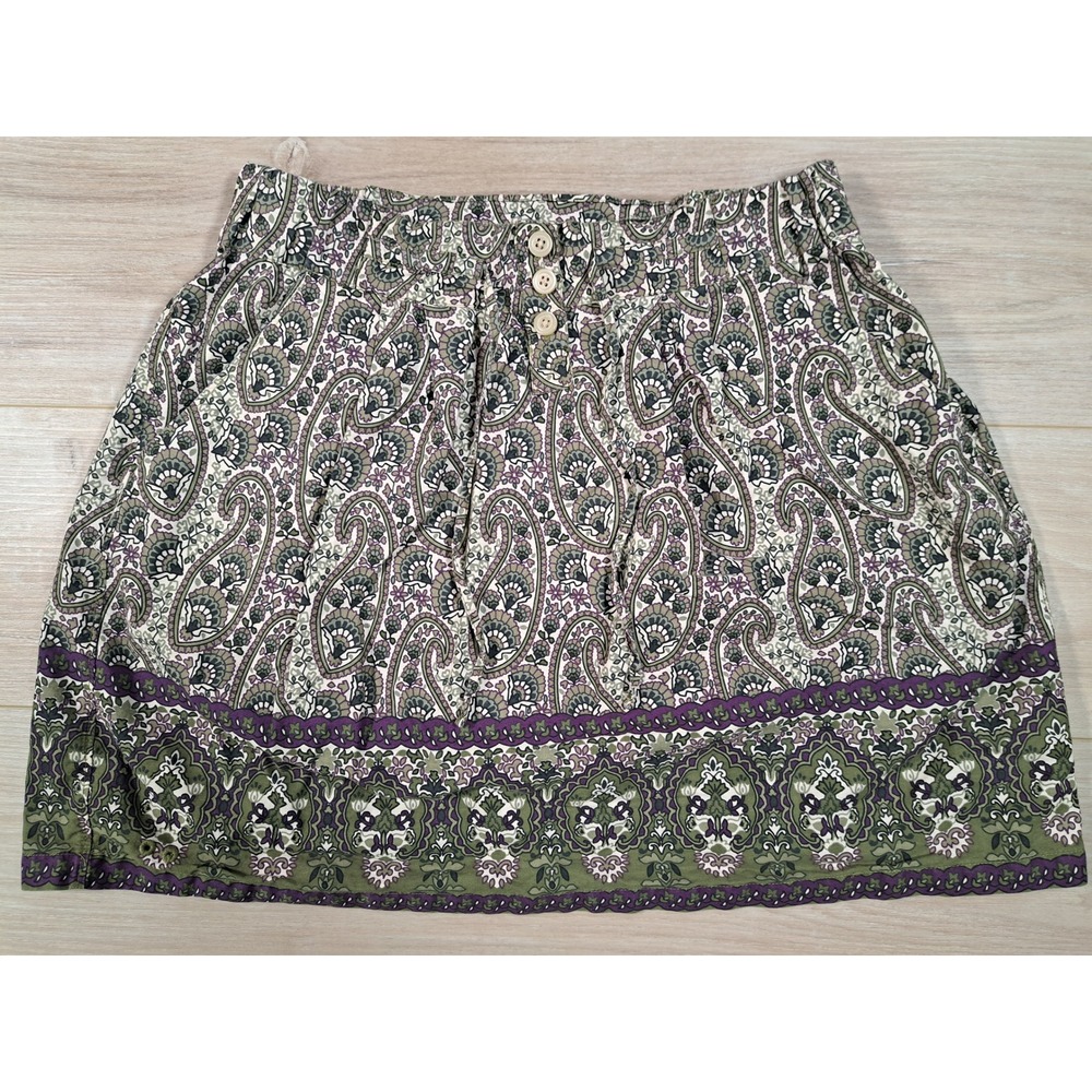 Converse One Star Green Paisley Boho Cotton Mini Skirt Womens Medium M Y2K